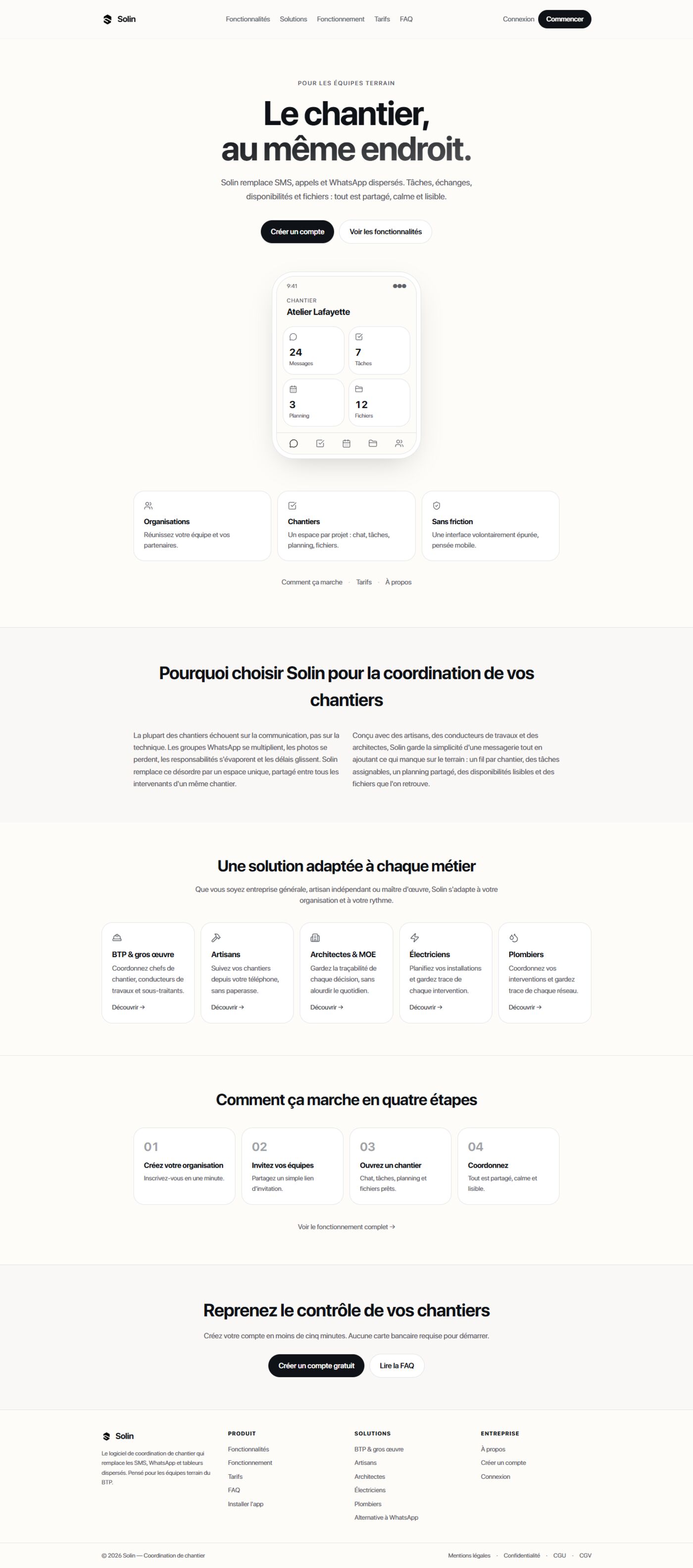 Page d'accueil du site solin.silomino.com réalisé par Silomino