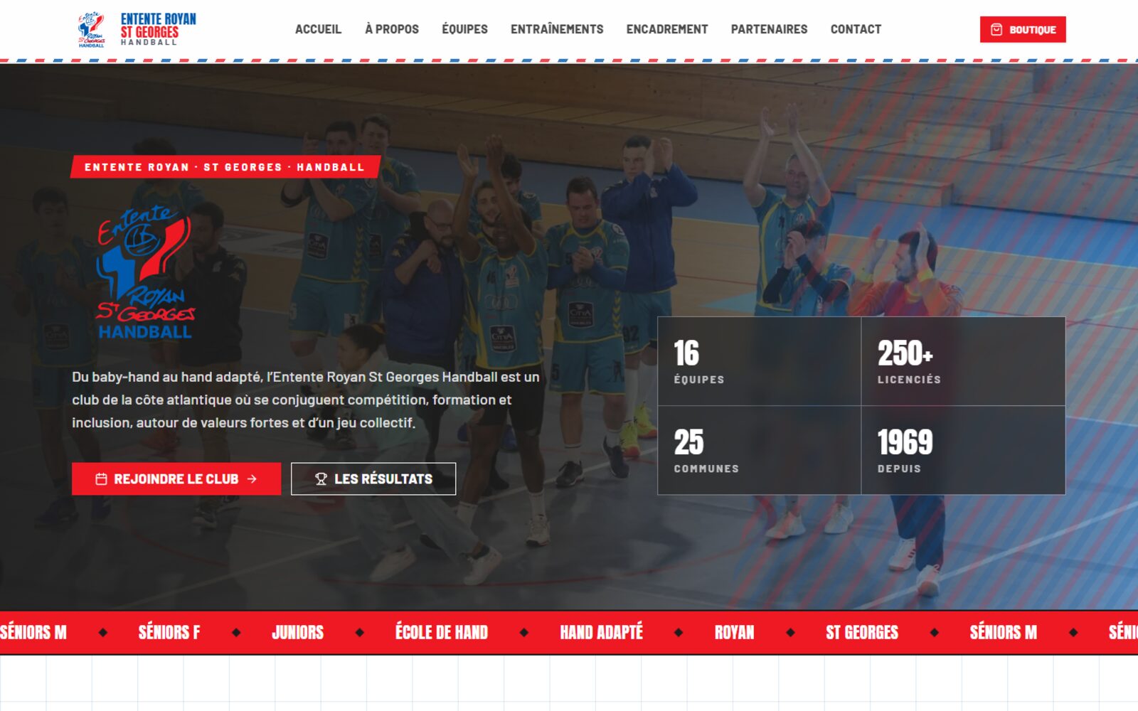Aperçu du projet Entente Royan Saint-Georges Handball réalisé par Silomino