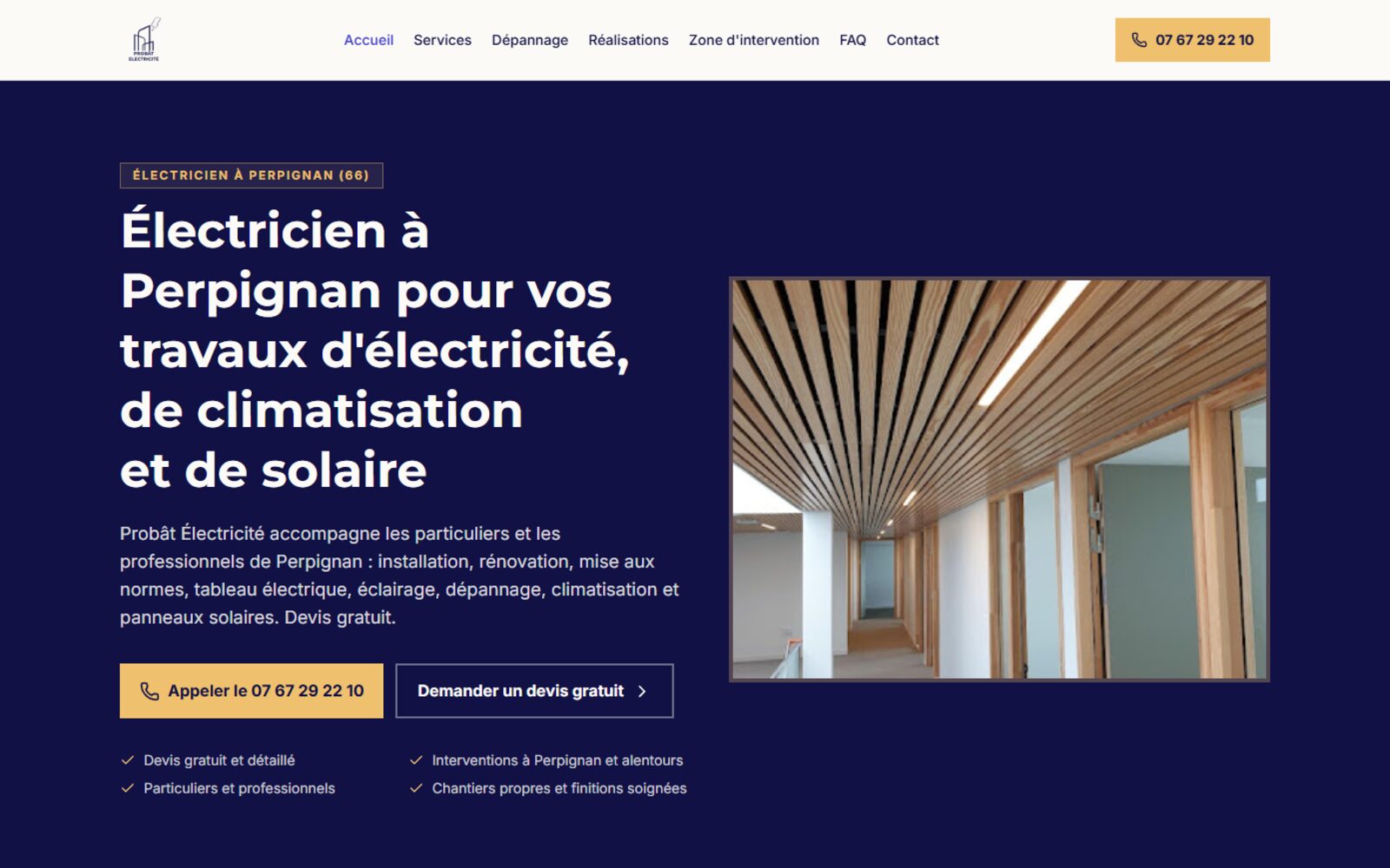 Aperçu du projet Probât Électricité réalisé par Silomino